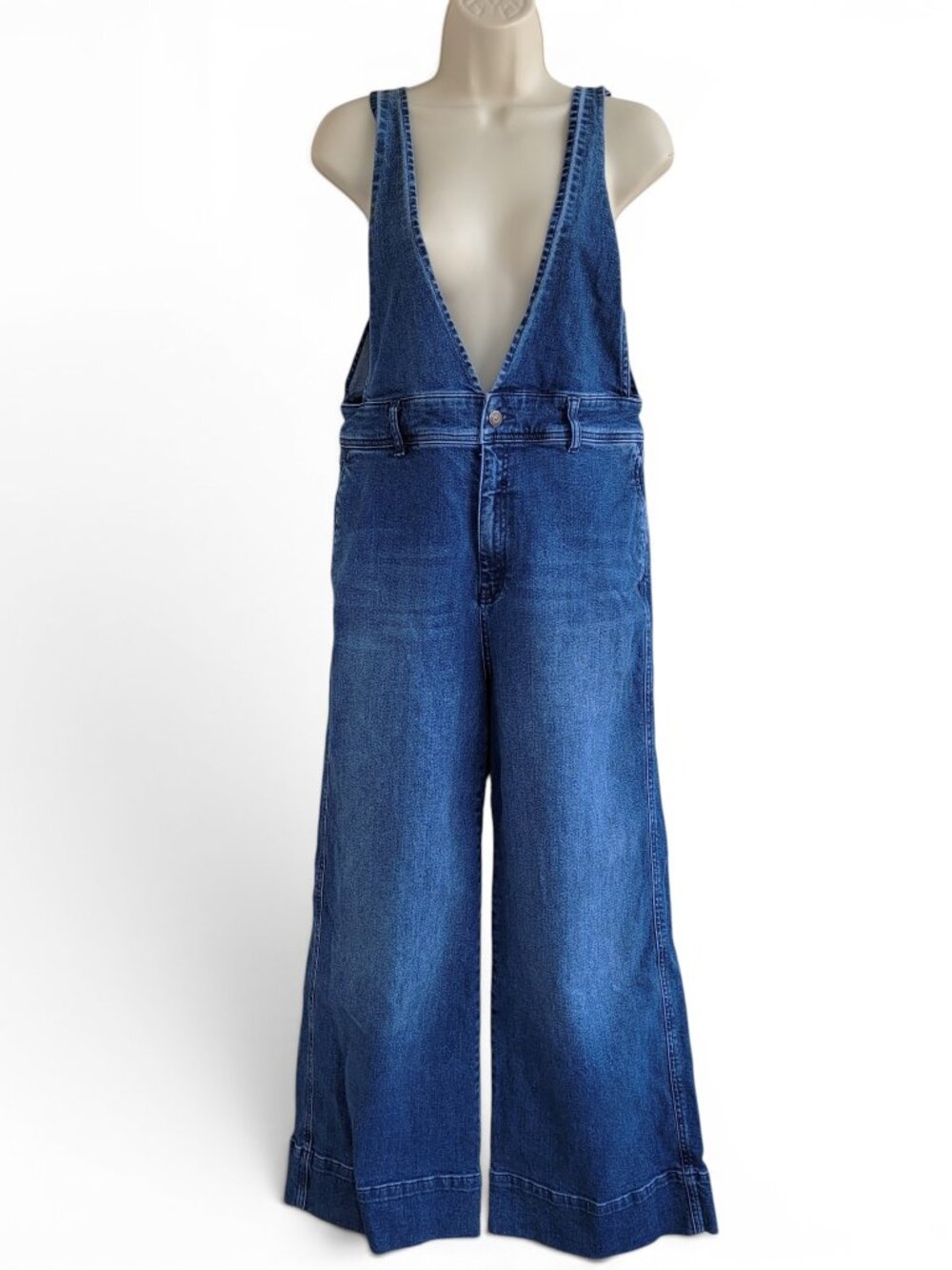 Free People from Urban Outfitters wide leg denim overalls jumpsuit